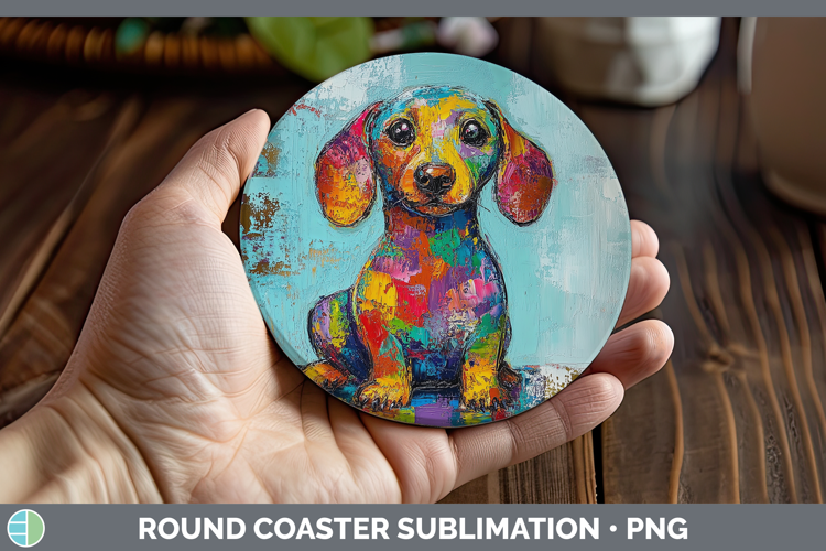 BS03 Thick Paint Dachshund Round Coaster Sublimation Coaster