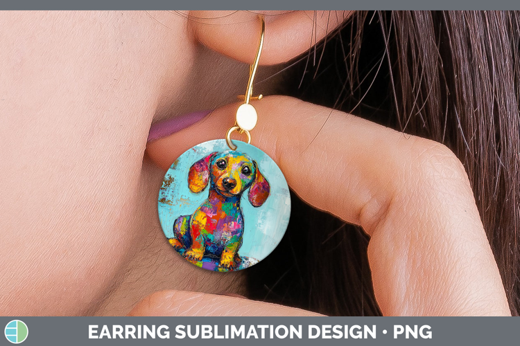 BS03 Thick Paint Dachshund Round Earrings Sublimation Earrin