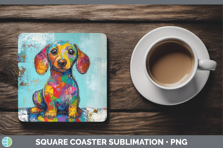 BS03 Thick Paint Dachshund Square Coaster Sublimation Coaste