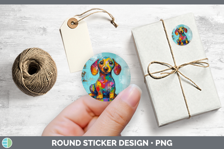 BS03 Thick Paint Dachshund Stickers | Round Labels Designs