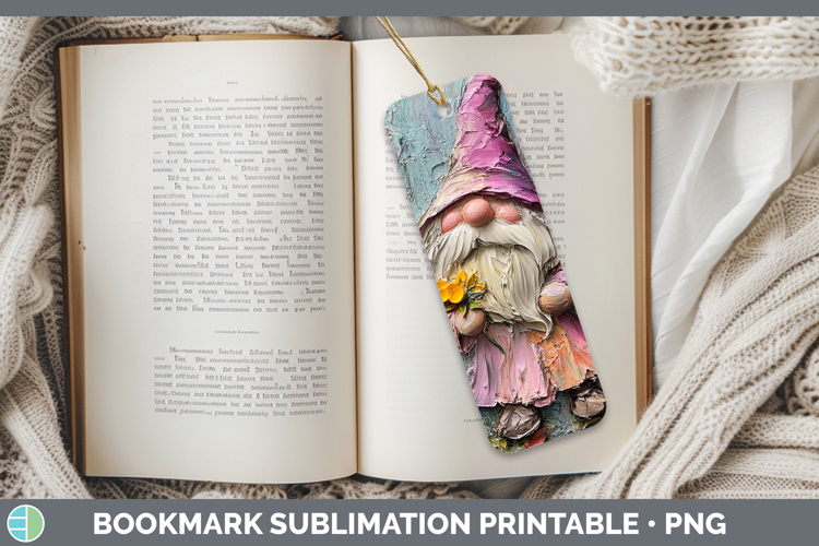 BS03 Thick Paint Gnome Bookmark Sublimation Printable Design