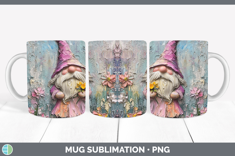 BS03 Thick Paint Gnome Mug Wrap Sublimation Coffee Cup Desig