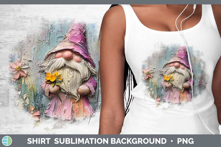 BS03 Thick Paint Gnome Shirt Sublimation Sublimation Backgro