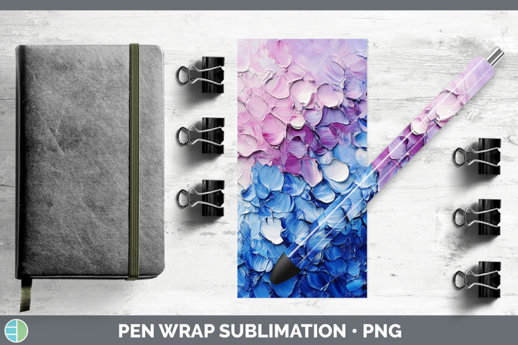 BS03 Thick Paint Hydrangea Pen Wrap Sublimation Pen Designs