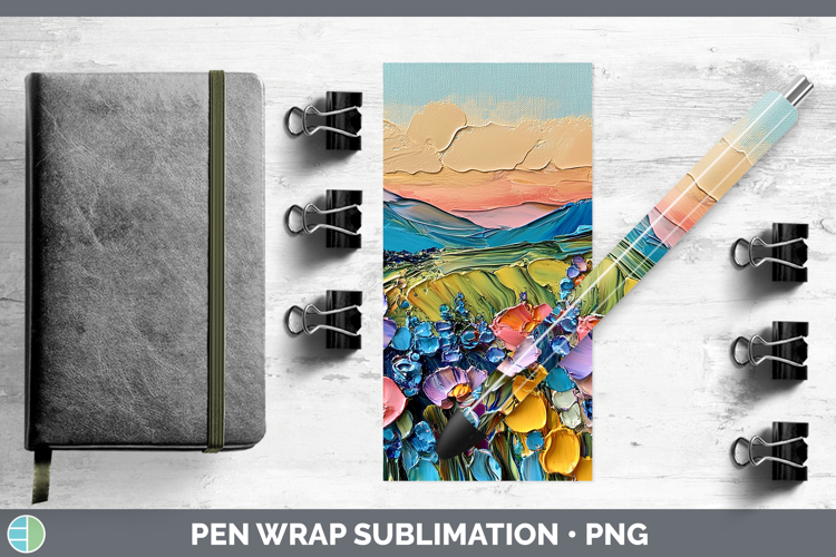 BS03 Thick Paint Landscape Pen Wrap Sublimation Pen Designs