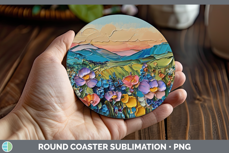BS03 Thick Paint Landscape Round Coaster Sublimation Coaster