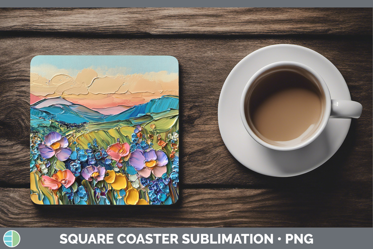 BS03 Thick Paint Landscape Square Coaster Sublimation Coaste