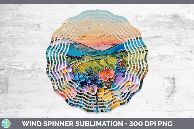 BS03 Thick Paint Landscape Wind Spinner Sublimation Spinner