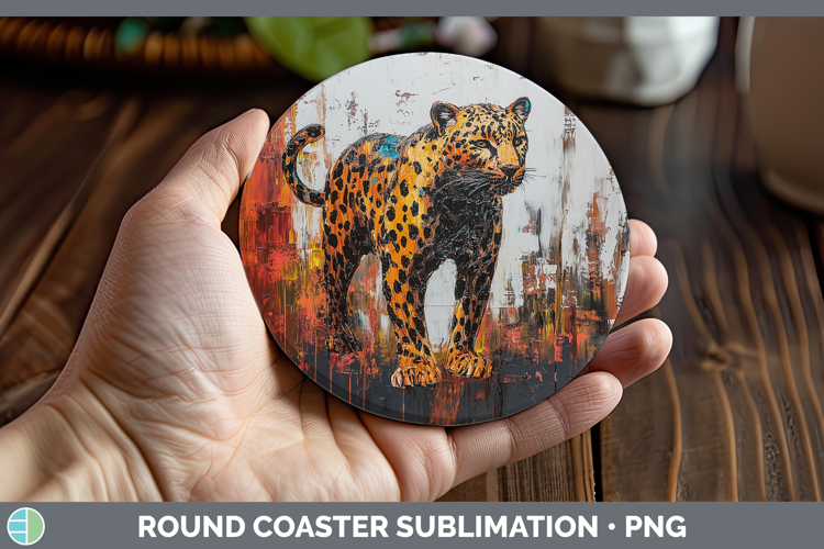 BS03 Thick Paint Leopard Round Coaster Sublimation Coaster D