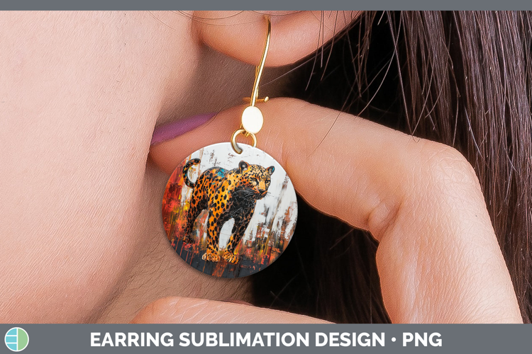 BS03 Thick Paint Leopard Round Earrings Sublimation Earrings