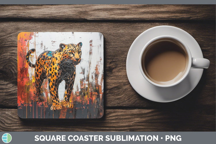 BS03 Thick Paint Leopard Square Coaster Sublimation Coaster