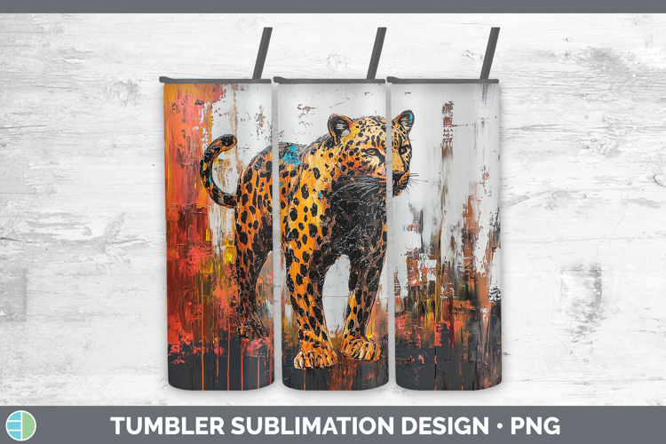 BS03 Thick Paint Leopard Tumbler Sublimation 20 oz Skinny Tu