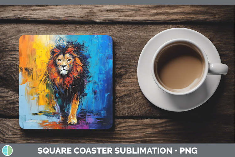BS03 Thick Paint Lion Square Coaster Sublimation Coaster Des