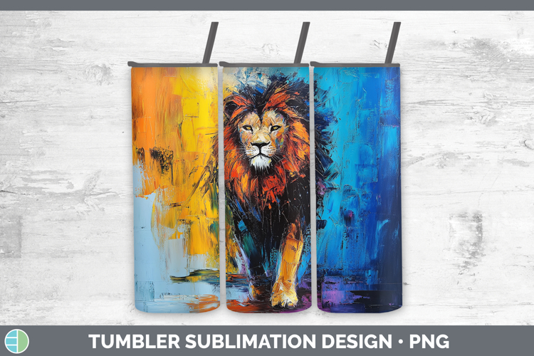 BS03 Thick Paint Lion Tumbler Sublimation 20 oz Skinny Tumbl