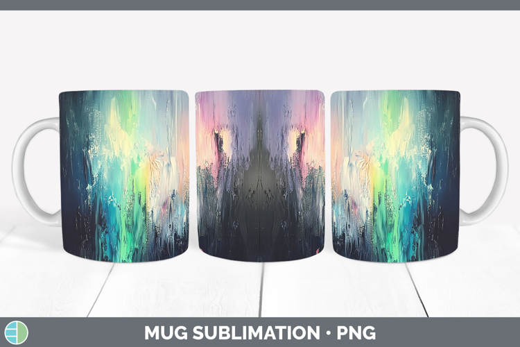 BS03 Thick Paint Northern Lights Mug Wrap Sublimation Coffee