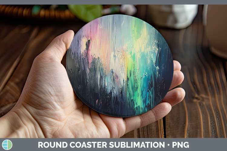 BS03 Thick Paint Northern Lights Round Coaster Sublimation C
