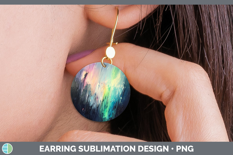 BS03 Thick Paint Northern Lights Round Earrings Sublimation