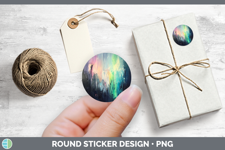 BS03 Thick Paint Northern Lights Stickers | Round Labels Des