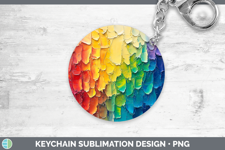BS03 Thick Paint Rainbow Keychain Sublimation Keyring Design