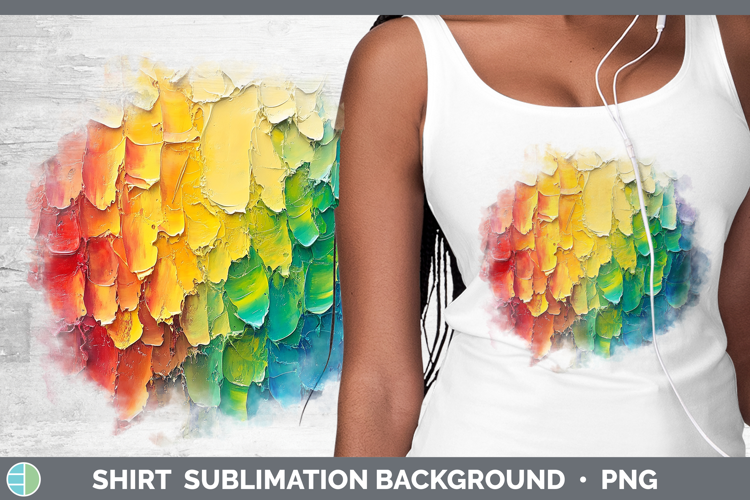 BS03 Thick Paint Rainbow Shirt Sublimation Sublimation Backg