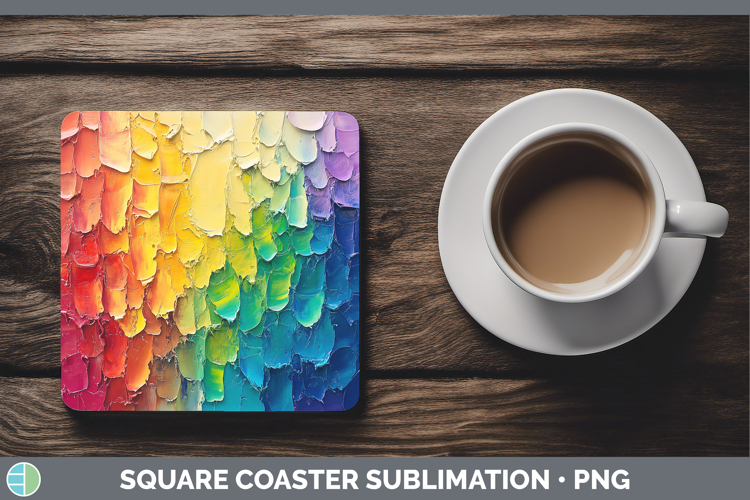 BS03 Thick Paint Rainbow Square Coaster Sublimation Coaster