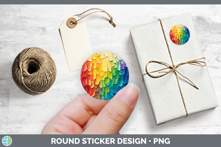 BS03 Thick Paint Rainbow Stickers | Round Labels Designs