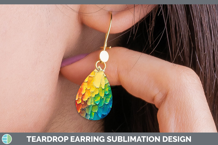 BS03 Thick Paint Rainbow Teardrop Earrings Sublimation Earri