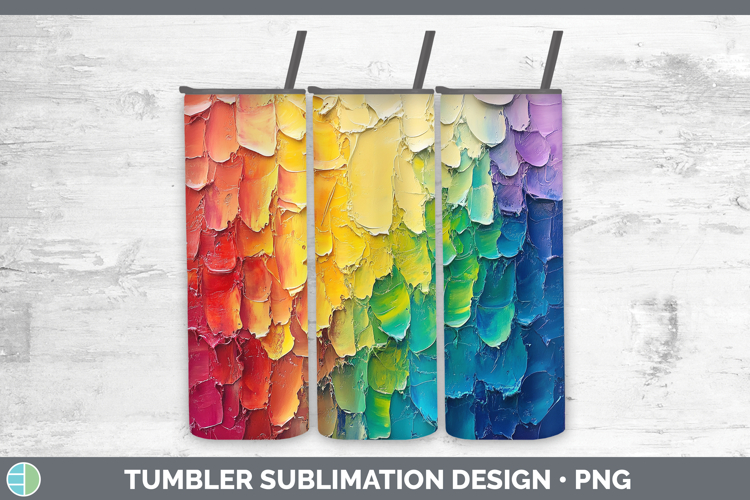 BS03 Thick Paint Rainbow Tumbler Sublimation 20 oz Skinny Tu