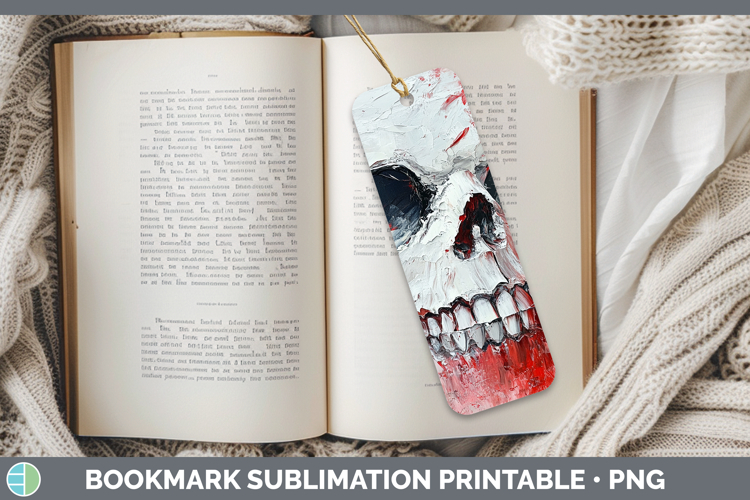 BS03 Thick Paint Skull Bookmark Sublimation Printable Design