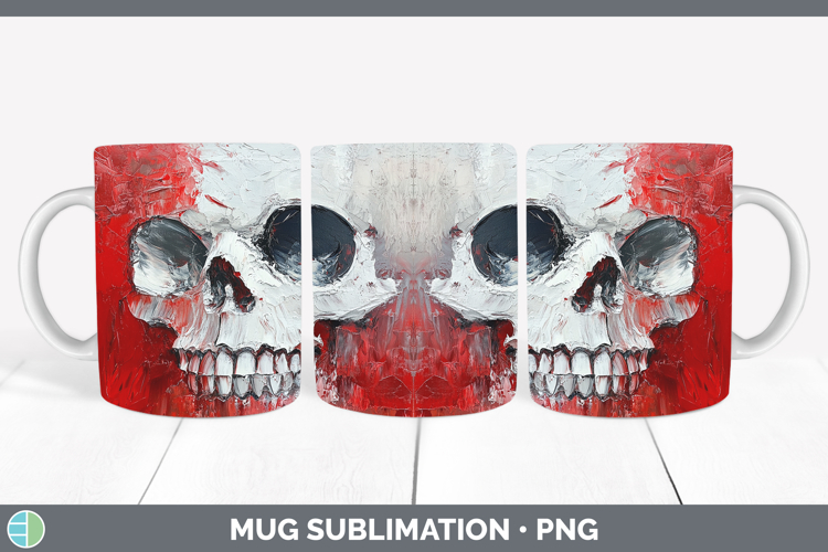 BS03 Thick Paint Skull Mug Wrap Sublimation Coffee Cup Desig