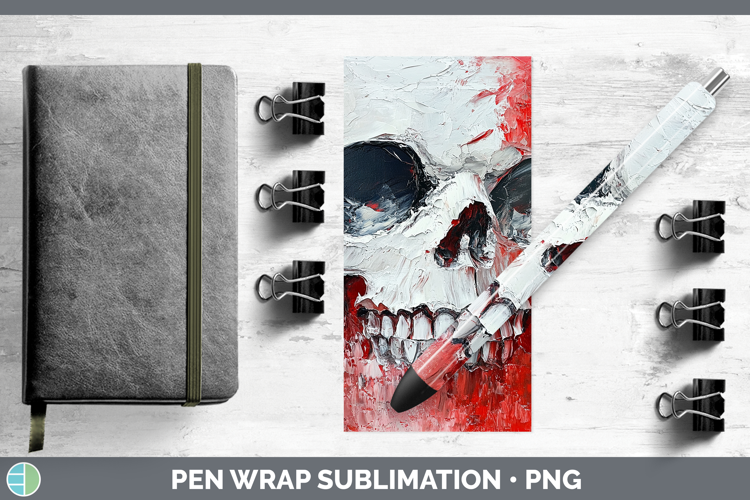 BS03 Thick Paint Skull Pen Wrap Sublimation Pen Designs