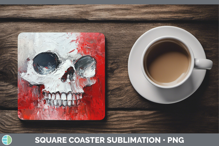 BS03 Thick Paint Skull Square Coaster Sublimation Coaster De