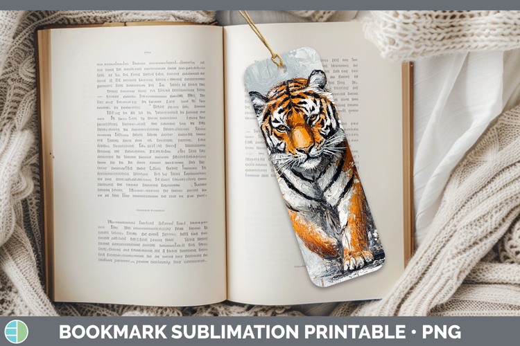 BS03 Thick Paint Tiger Bookmark Sublimation Printable Design