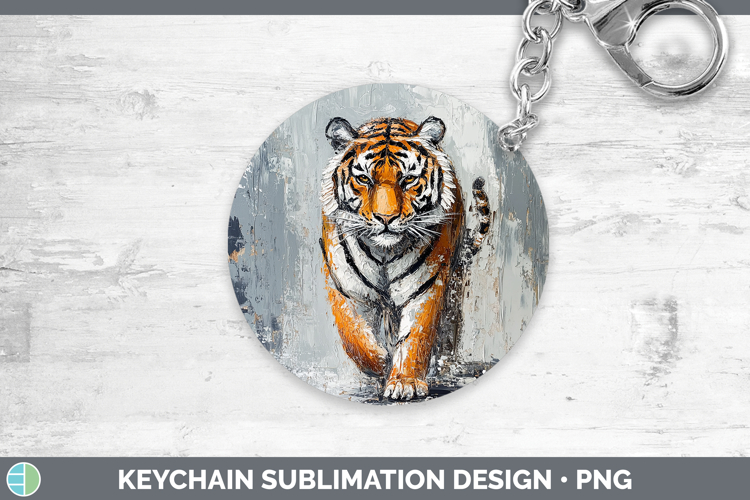 BS03 Thick Paint Tiger Keychain Sublimation Keyring Designs