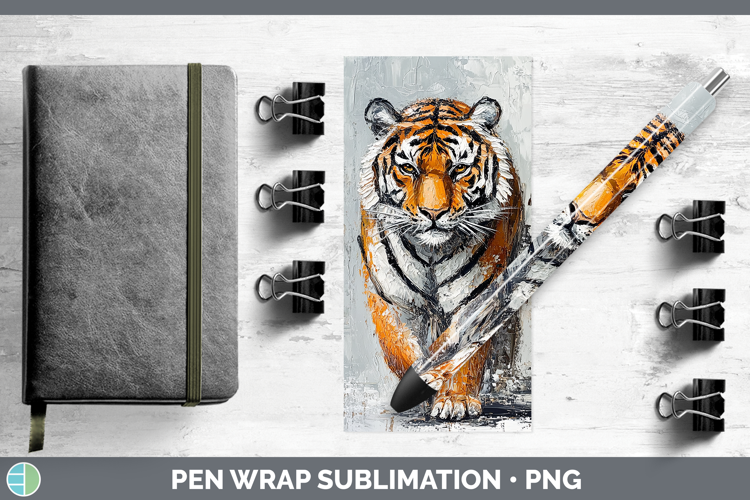 BS03 Thick Paint Tiger Pen Wrap Sublimation Pen Designs