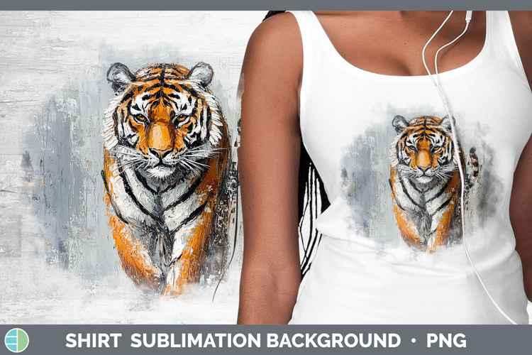 BS03 Thick Paint Tiger Shirt Sublimation Sublimation Backgro