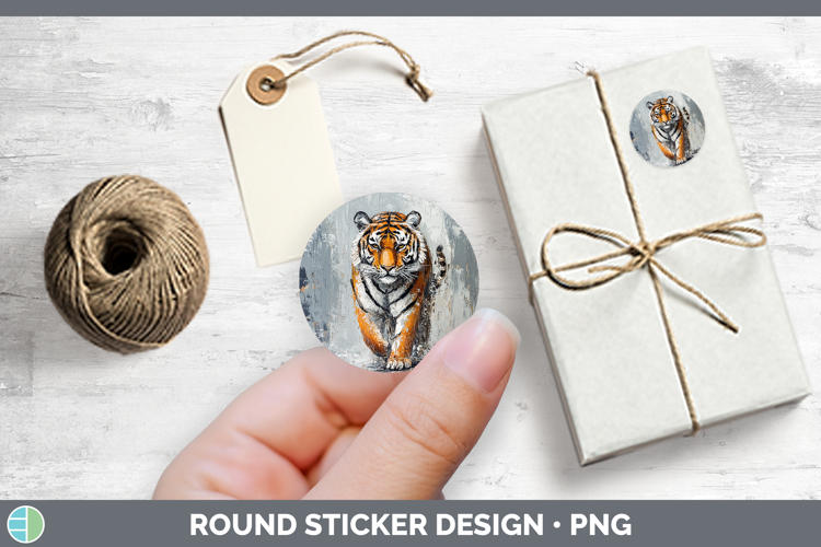 BS03 Thick Paint Tiger Stickers | Round Labels Designs