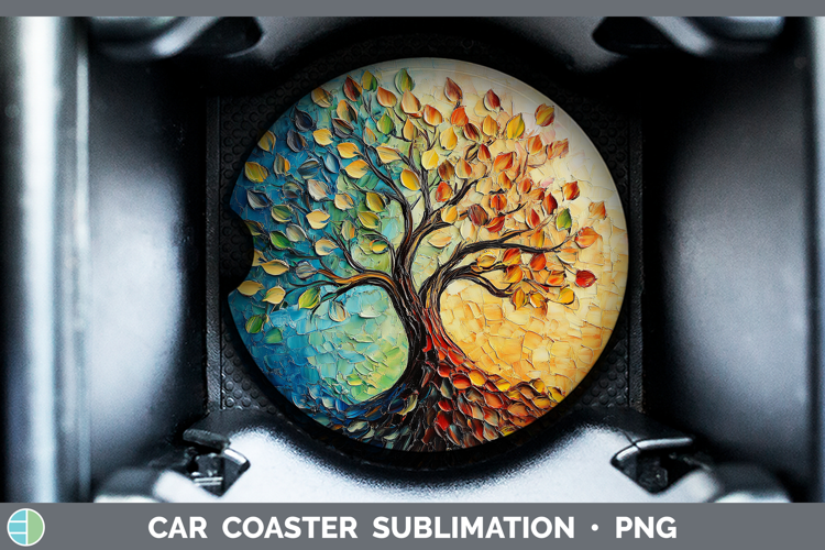 BS03 Thick Paint Tree of Life Car Coaster Sublimation Desig