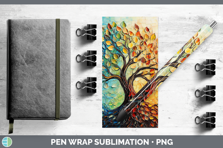 BS03 Thick Paint Tree of Life Pen Wrap Sublimation Pen Desig