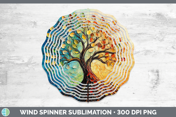 BS03 Thick Paint Tree of Life Wind Spinner Sublimation Spinn
