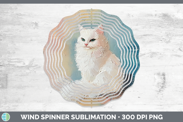 BS03 Thick Paint White Cat Wind Spinner Sublimation Spinner