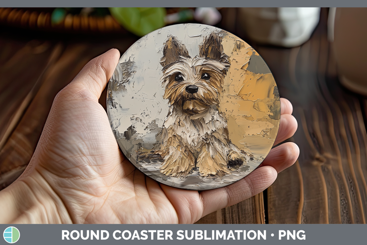 BS03 Thick Paint Yorkshire Terrier Round Coaster Sublimation