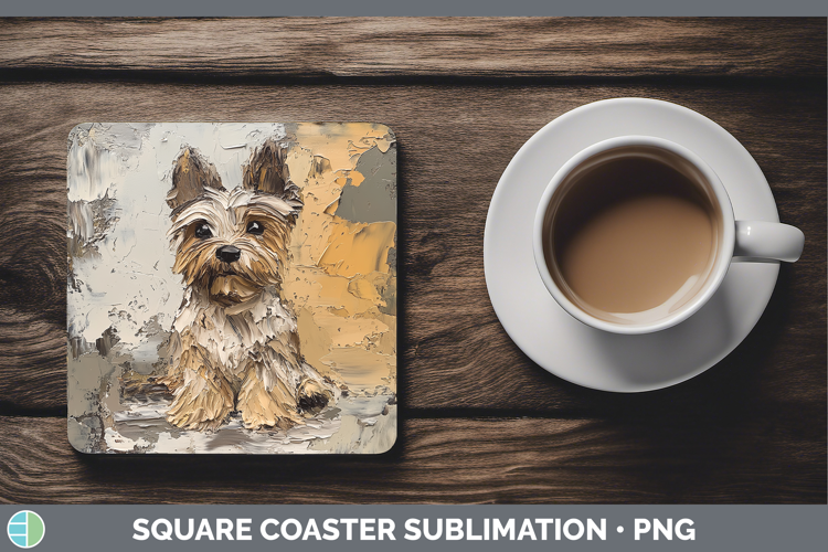 BS03 Thick Paint Yorkshire Terrier Square Coaster Sublimatio