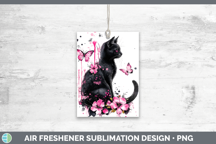 BS035 Pink Drips Black Cat Air Freshener Sublimation Car Fre