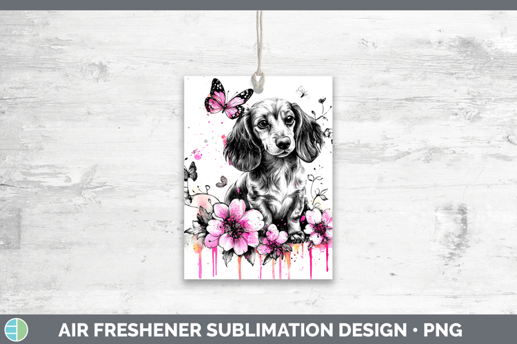 BS035 Pink Drips Dachshund Air Freshener Sublimation Car Fre