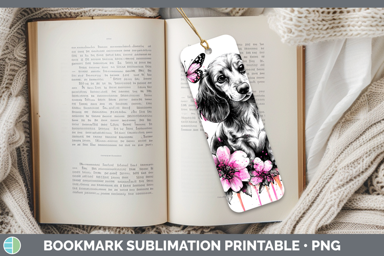 BS035 Pink Drips Dachshund Bookmark Sublimation Printable De