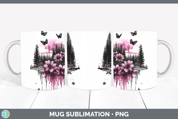 BS035 Pink Drips Northern Lights Mug Wrap Sublimation Coffee