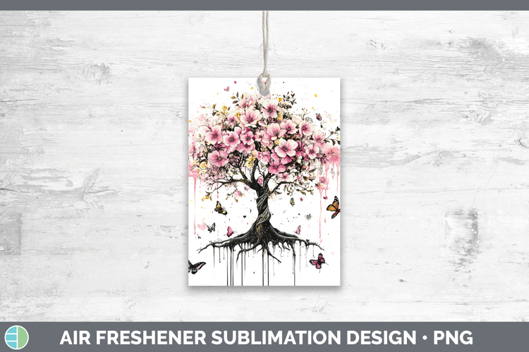 BS035 Pink Drips Tree of Life Air Freshener Sublimation Car