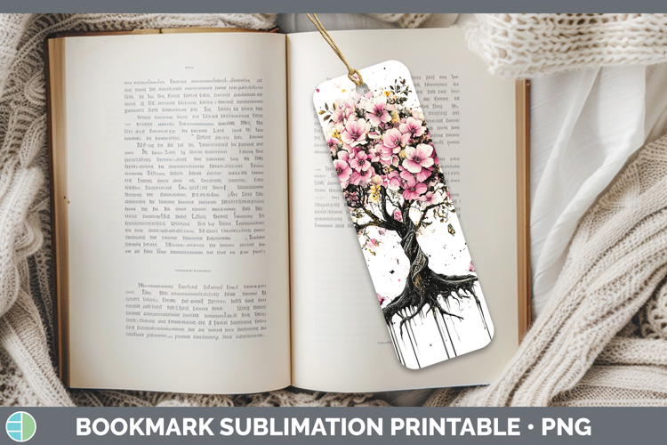 BS035 Pink Drips Tree of Life Bookmark Sublimation Printable