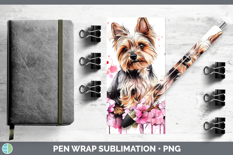 BS035 Pink Drips Yorkshire Terrier Pen Wrap Sublimation Pen